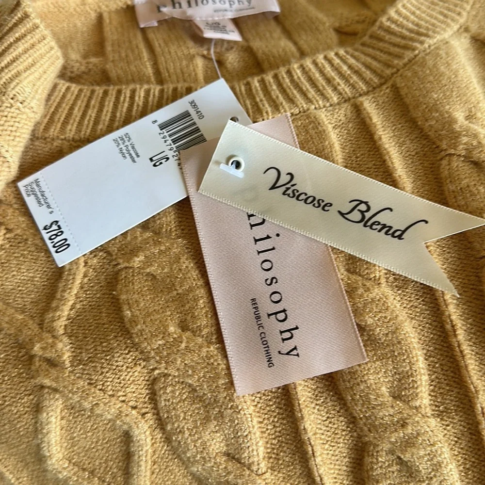 NWT Philosophy Fringe Sleeve Detail super Soft Sweater Viscose Blend Sweater